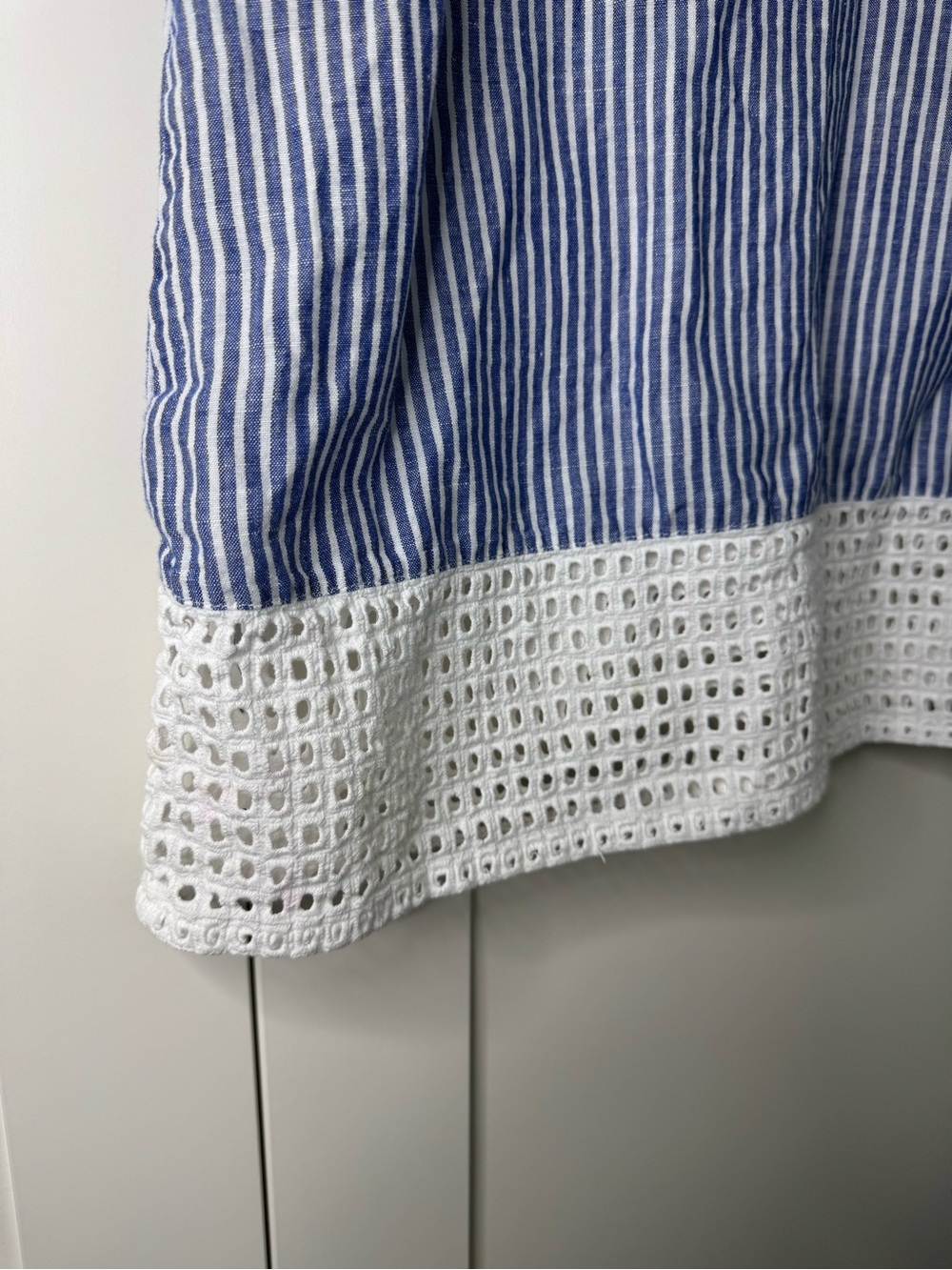J. Crew Striped Eyelet Swim Tunic Cover-Up Dress Linen/Cotton Blend Size Small - Picture 12 of 15
